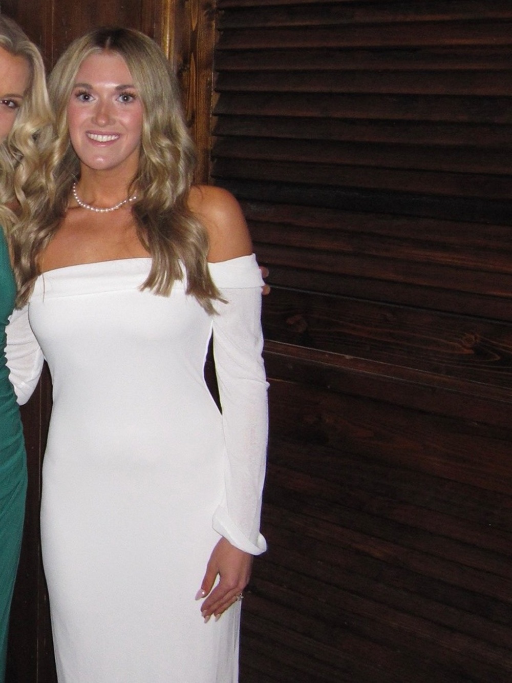Princess Polly Off-Shoulder White Maxi Dress Sz 4 worn once